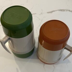 Vintage Thermos Dual-Tone Mugs 70s set x 2 hot cold
